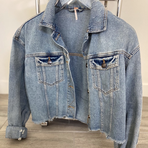 free people cropped denim jacket